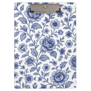 Royal Blue Rose Blumenmuster Klemmbrett
