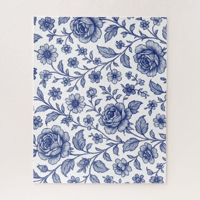 Royal Blue Rose Blumenmuster Puzzle (Vertikal)