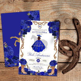Royal Blue Rose Boots Charra Vestidos Quinceañera Einladung