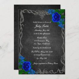 Royal Blue Rose Chalk Board Fall Brautparty Einladung