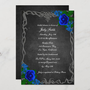 Royal Blue Rose Chalk Board Fall Brautparty Einladung