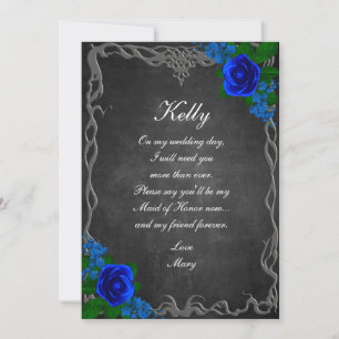 Royal Blue Rose Chalk Board Fall Trauzeugin Einladung