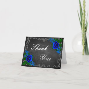 Royal Blue Rose Chalk Board Hochzeit im Herbst Dankeskarte