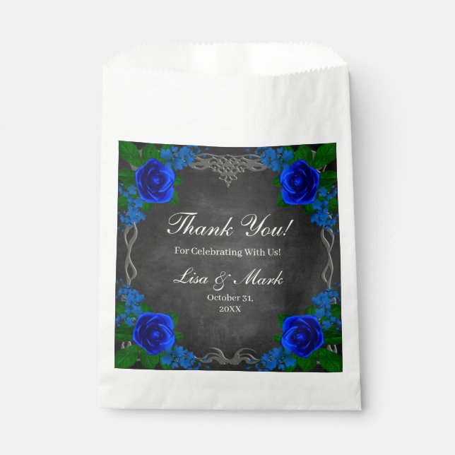 Royal Blue Rose Chalk Board Hochzeit im Herbst Geschenktütchen (Vorderseite)