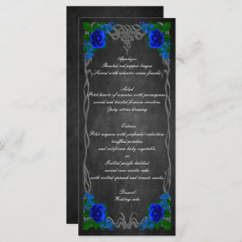 Royal Blue Rose Chalk Board Hochzeit im Herbst Kar Menükarte