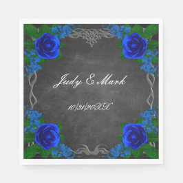 Royal Blue Rose Chalk Board Hochzeit im Herbst Serviette