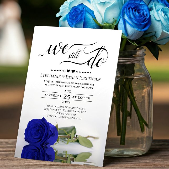 Royal Blue Rose, die wir noch immer Hochzeitfeiert Einladung (Von Creator hochgeladen)
