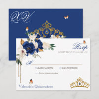 Royal Blue Rose Gold Tiara Quinceanera