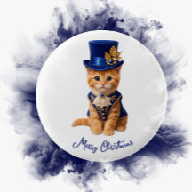 Royal Blue Rose Kitten Frohe Weihnachten Knopf