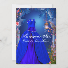 Royal Blue Rose Quinceanera Einladung