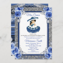 Royal Blue Rose Quinceñera Einladung