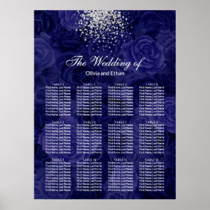 Royal Blue Rose und ein Splash of Silver Glitzer Poster