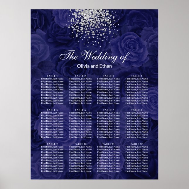 Royal Blue Rose und ein Splash of Silver Glitzer Poster (Vorne)