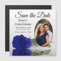 Royal Blue Rose Wedding Save the Date Foto Magnet