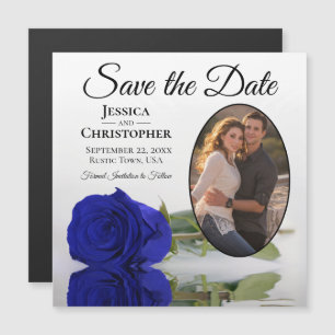 Royal Blue Rose Wedding Save the Date Foto Magnet