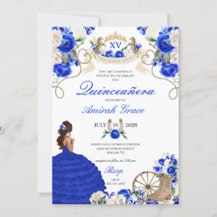 Royal Blue Rose Western Cowgirl Quinceañera Einladung