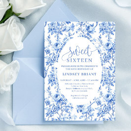 Royal Blue Roses Digital Sweet Sixteen Invitation Einladung