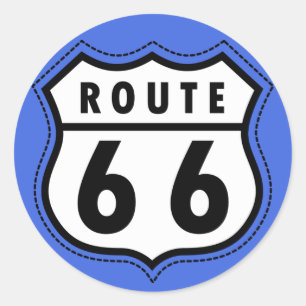 Royal Blue Route 66 Verkehrsschild Runder Aufkleber