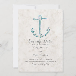 Royal Blue Rustic Anchor Save the Date einladen