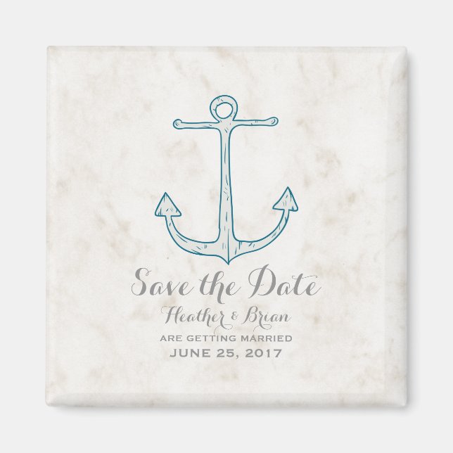 Royal Blue Rustic Anchor Save the Date Magnet (Vorne)
