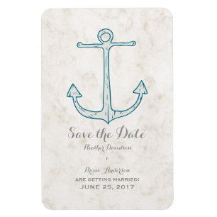 Royal Blue Rustic Anchor Save the Date Magnet