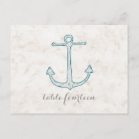 Royal Blue Rustic Anchor Tischnummer Postcard