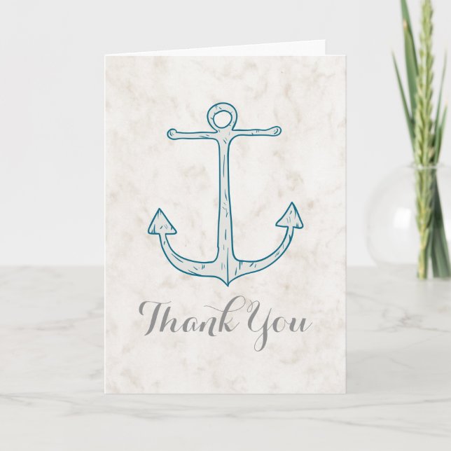 Royal Blue Rustic Anchor Wedding Dankeschön Card Dankeskarte (Vorderseite)