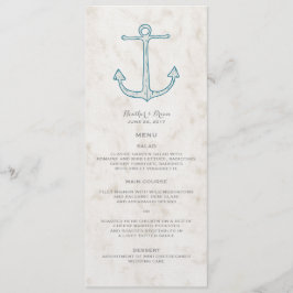 Royal Blue Rustic Anchor Wedding Menu Menükarte
