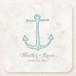 Royal Blue Rustic Anchor Wedding Rechteckiger Pappuntersetzer