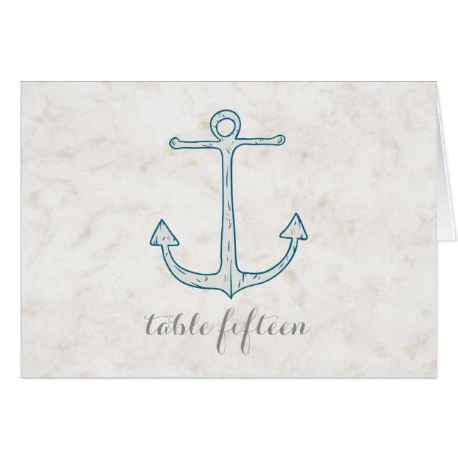 Royal Blue Rustic Anchor Wedding Tischnummer (Vorderseite (Horizontal))