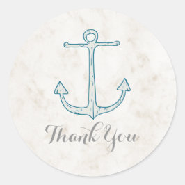 Royal Blue Rustic Anchor Wedding Vielen Dank Runder Aufkleber