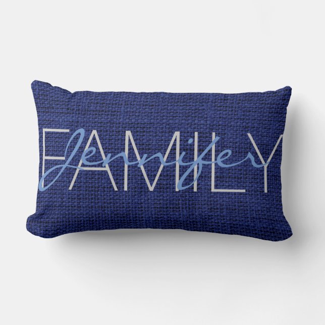 Royal blue Rustic Burlap Monogram Lendenkissen (Vorderseite)