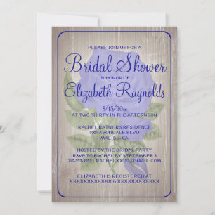Royal Blue Rustic Floral Bridal Dusche Einladungen