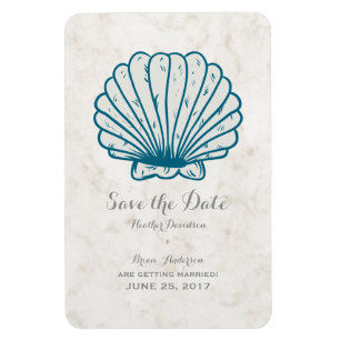 Royal Blue Rustic Seashell Save the Date Magnet