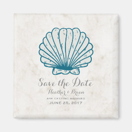 Royal Blue Rustic Seashell Save the Date Magnet