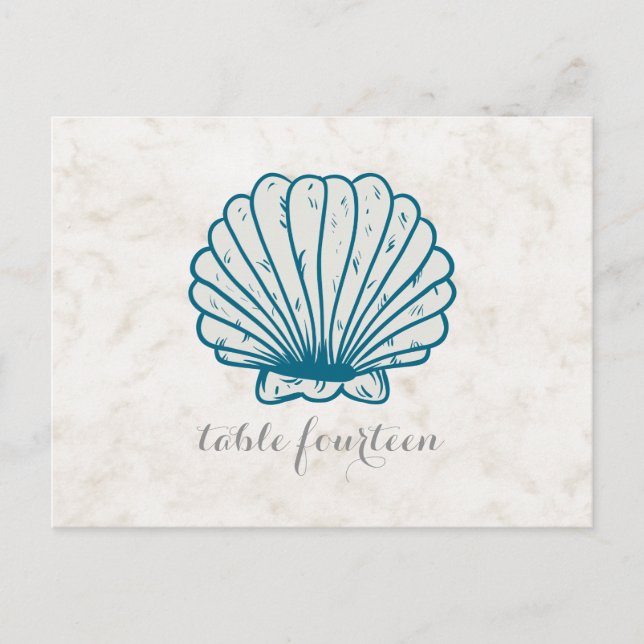 Royal Blue Rustic Seashell Tischnummer Postcard (Vorderseite)