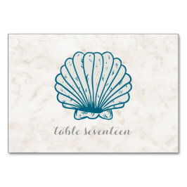 Royal Blue Rustic Seashell Wedding Table Tischnummer
