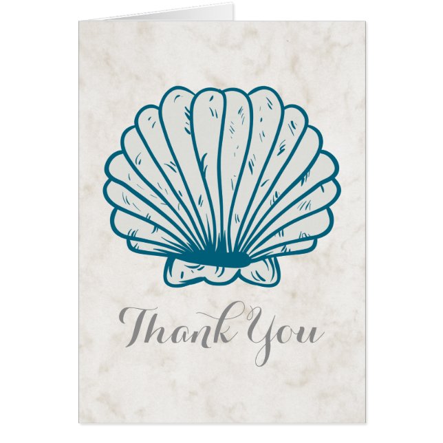 Royal Blue Rustic Seashell Wedding Vielen Dank (Vorne)
