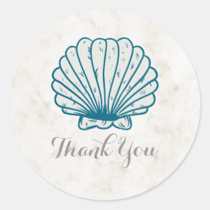 Royal Blue Rustic Seashell Wedding Vielen Dank Runder Aufkleber