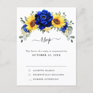 Royal Blue Rustic Sonnenblume Moderne Blumenblume Postkarte