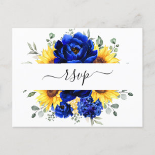 Royal Blue Rustic Sonnenblume Moderne Blumenblume  Postkarte