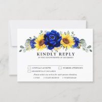Royal Blue Rustic Sonnenblume Moderne Blumenhochze