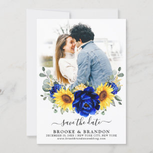 Royal Blue Rustic Sonnenblume Moderne Blumenhochze Save The Date