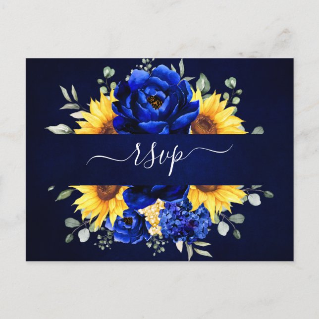 Royal Blue Rustic Sonnenblume Moderne UAWG Pos Postkarte (Vorderseite)
