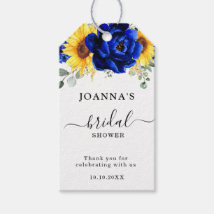 Royal Blue Rustic Sonnenblume Modernes Brautparty Geschenkanhänger