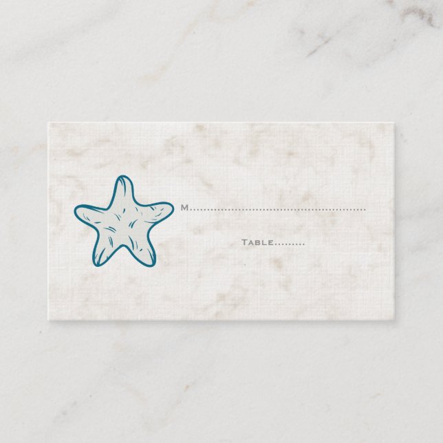 Royal Blue Rustic Starfish Hochzeit Platzkarten (Vorderseite)