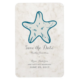 Royal Blue Rustic Starfish Save the Date Magnet