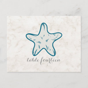 Royal Blue Rustic Starfish Tischnummer Postcard