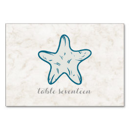 Royal Blue Rustic Starfish Wedding Table Tischnummer