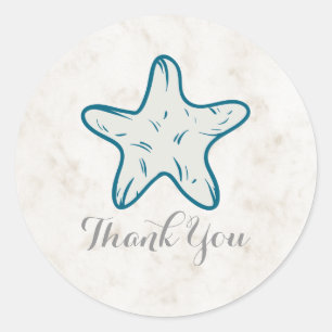 Royal Blue Rustic Starfish Wedding Vielen Dank Runder Aufkleber